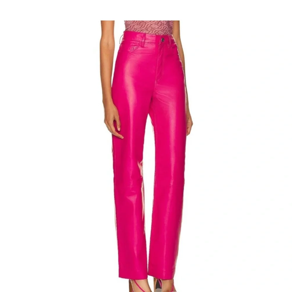 Women's Pink Straight Leg Pants - Picture 3 of 8